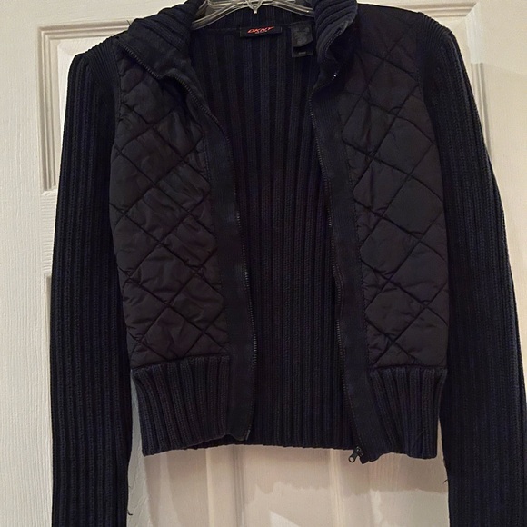 DKNY quilted ribbed zip-up sweater - jacket - Picture 5 of 7